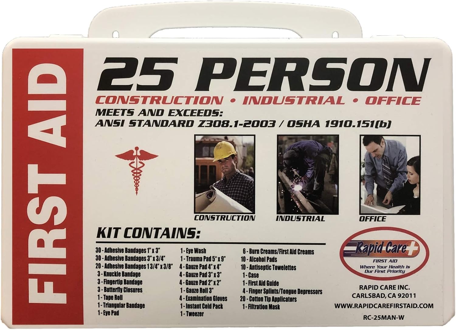 Rapid Care First Aid RC-50MAN-W 50 Person OSHA/ANSI Poly First Aid Kit