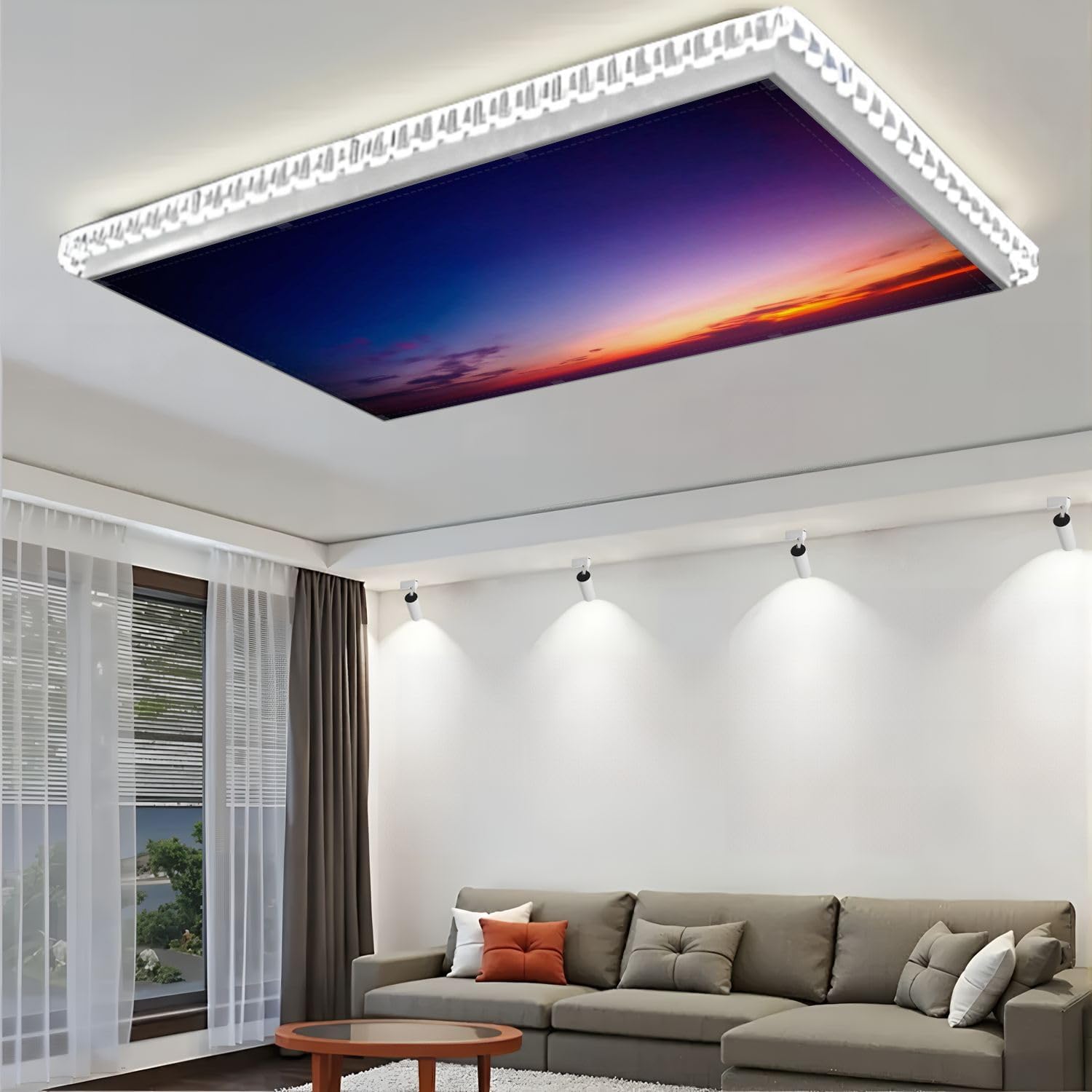 Fluorescent Light Covers for Ceiling Lights Purple Sky Purple Orange Horizon Purple Cloud Easy to Install Magnetic Light Filter for Classroom Office Hospitals School Home Decor