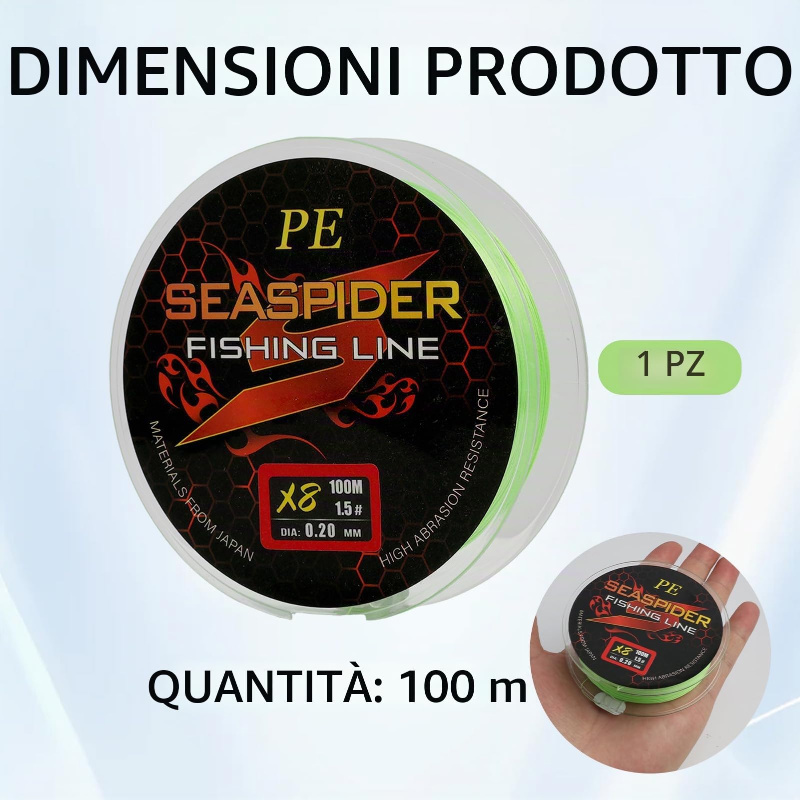lenza da pesca da 100 metri filo da pesca trecciato 8 fili spinning resistente, lenza da pesca intrecciata,per Spinning su Pesce Persico, Luccio e Lucioperca - Alta Sensibilità e Resistenza