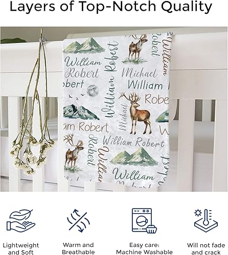 Miniatura 15 de MDPrints - Mantas de bebé personalizadas de vaca para niños, manta personalizada con nombre de bebé, regalo personalizado para recién nacido, Vaca