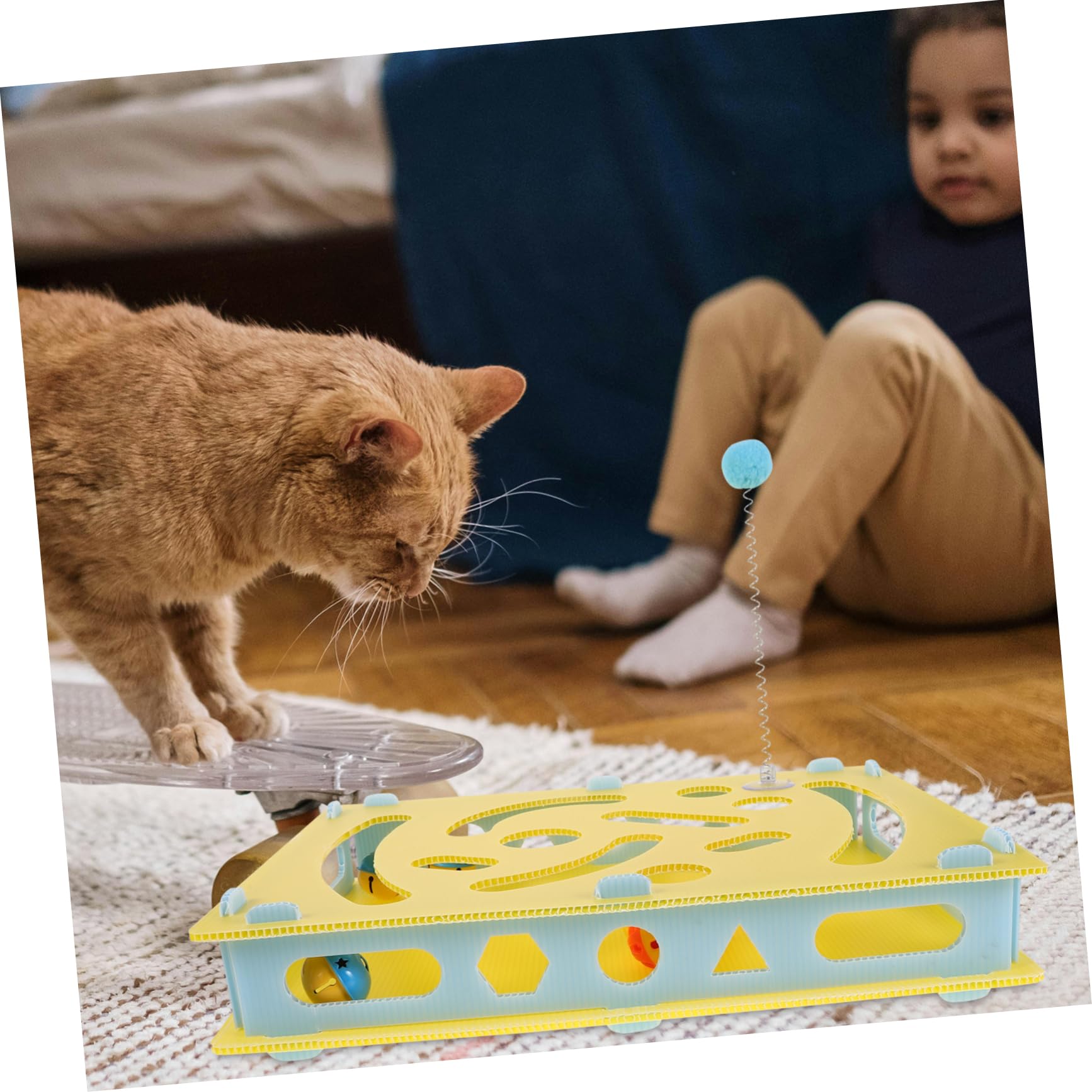 Yardwe Gioco Interattivo per Gatti Scatola Labirinto in Plastico, Strumento di Intrattenimento Multiuso Campanello e Indoor Stimolante e Arricchimento