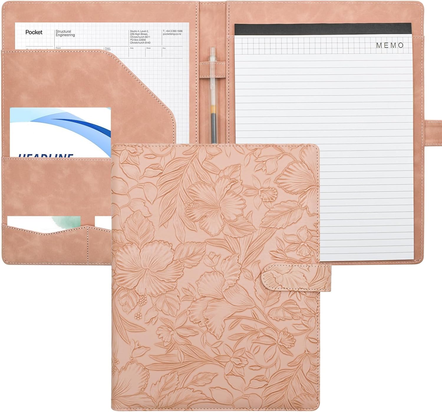 Amazon.com : VANRA Padfolio Portfolio Binder Faux Leather Interview ...