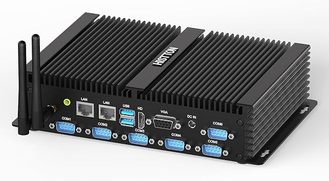 HISTTON Fanless Mini PC Industrial Core i7-8550U,8GB DDR4 RAM 256GB mSATA SSD,6X RS232 COM,2X 2.5G LAN,4K Dual Display HD+VGA,WiFi5, BT4.2,USB3.0,Mini PC Wind 11 Pro