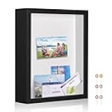 MUXIUNT Travel Adventure Challenge Archive Shadow Box Picture Frame with Slot,8x10 In Travel Ticket Card Memory Box for Keepsake Box, Top Loading Shadow Box Display Case Travel Decor Gift (Black,8x10)
