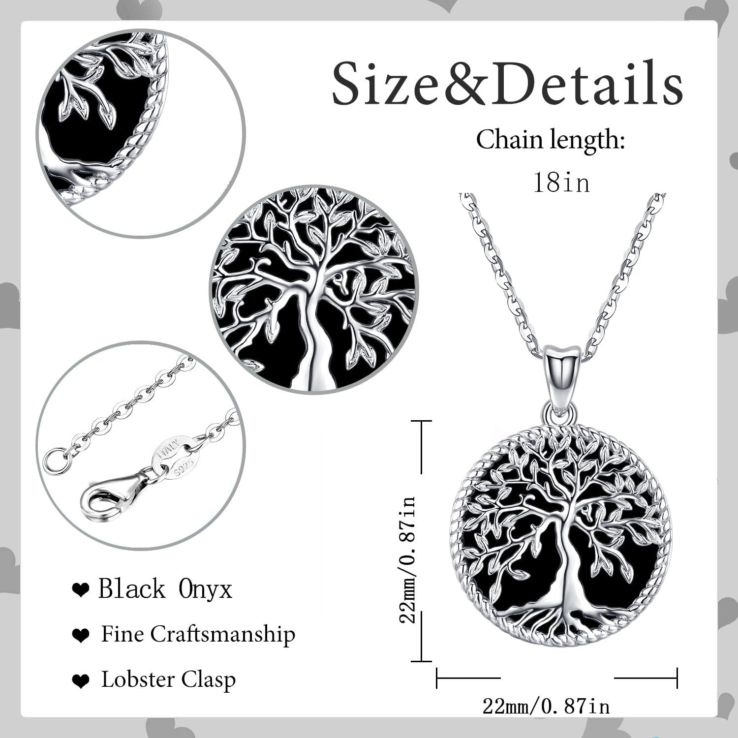 Odinstone Tree of Life Necklace, Sterling Silver Pendant for Women Family Tree Necklaces Jewelry for Mom/Wife/Grandma(With Fine Gift Box) - Image 2