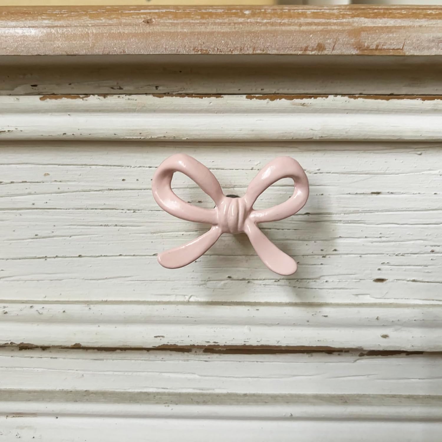 Pink Bow Drawer Pulls & Cabinet Knobs - Coquette Style Solid Metal (6-Pack) - Vintage Dresser Handles with 3 Screw Sizes for Nursery, Girls' Room & Vanity