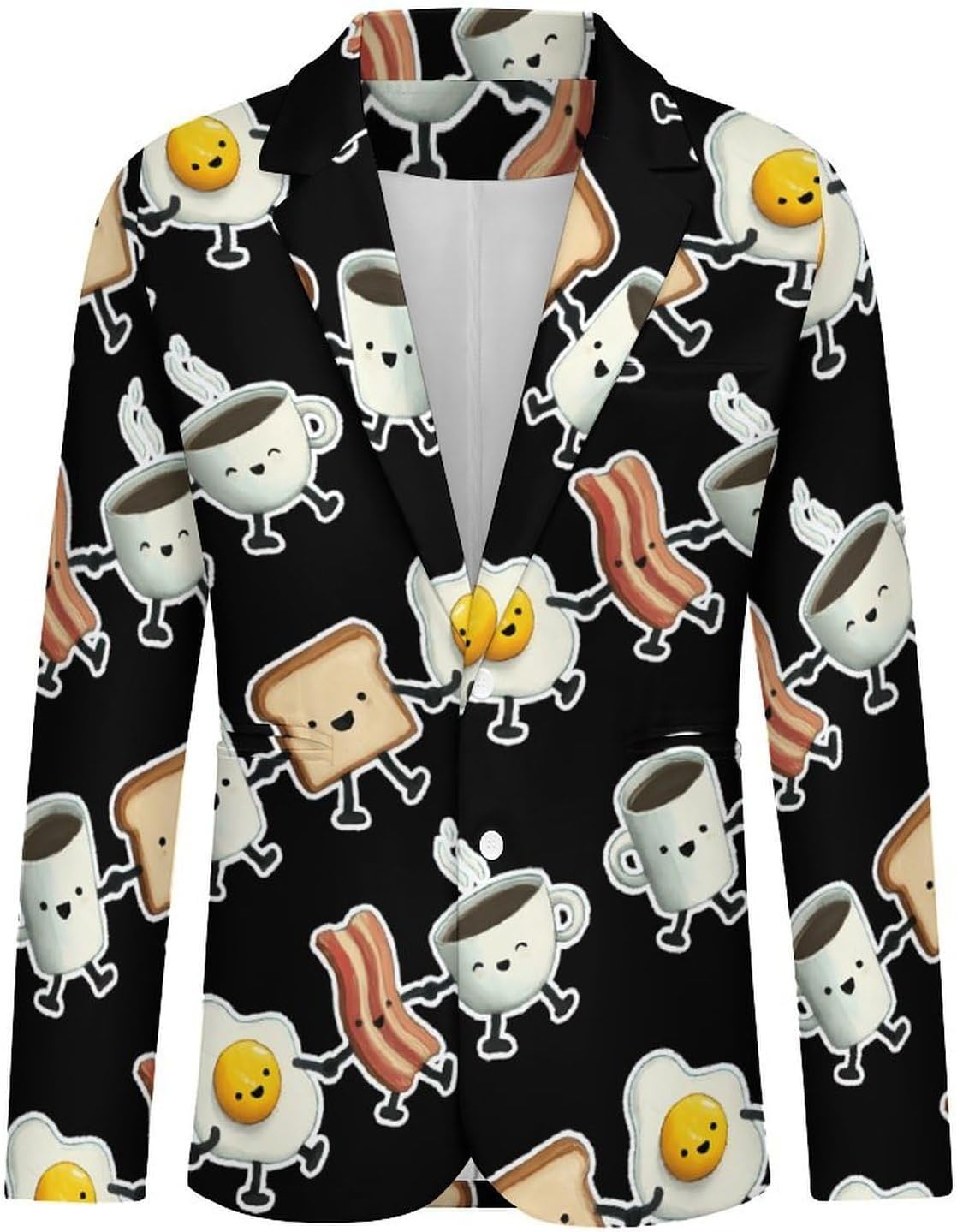 Breakfast Partner Suits Blazer for Men Casual Buttons Lapel Jacket