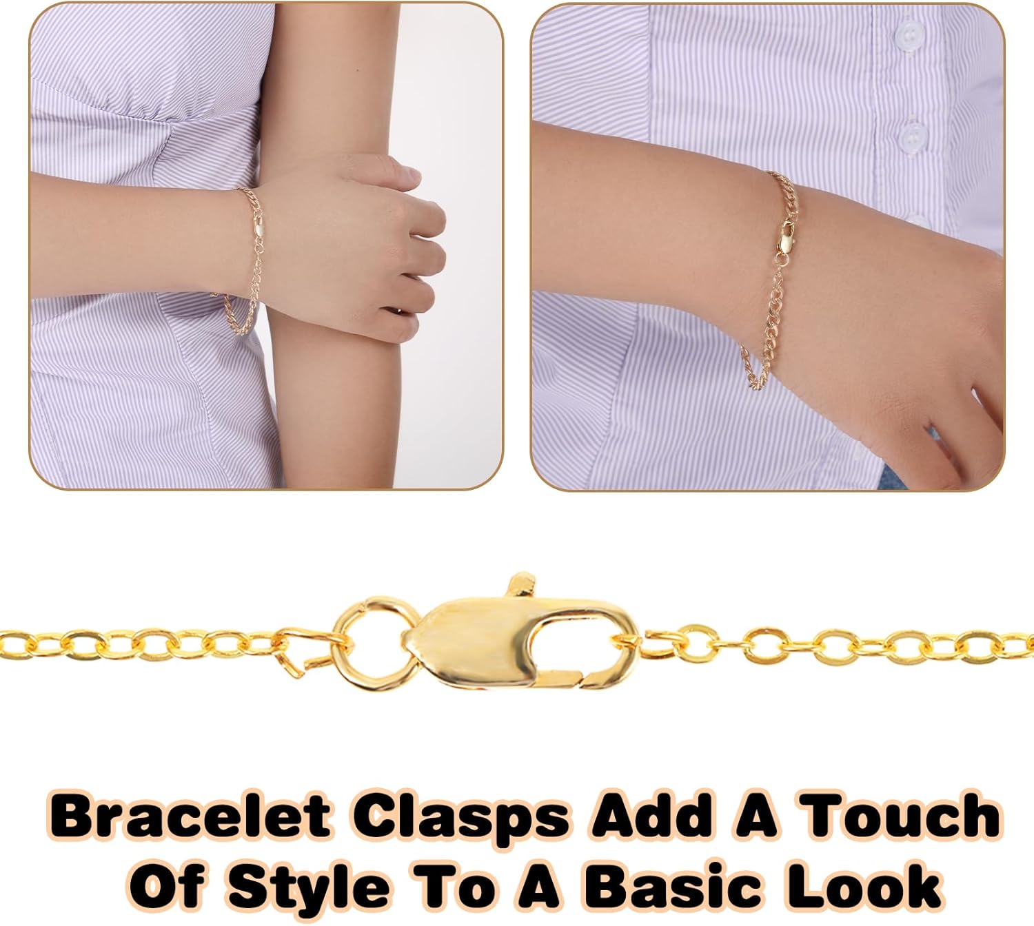 4PCS Bracelet Extender Gold 18k Necklace Clasps and Closures Bracelet Clasp and Closures with Closed Jump Rings, Lobster Claw Clasps Chain for DIY Jewelry Making, 12mm(0.47inch) - Image 4