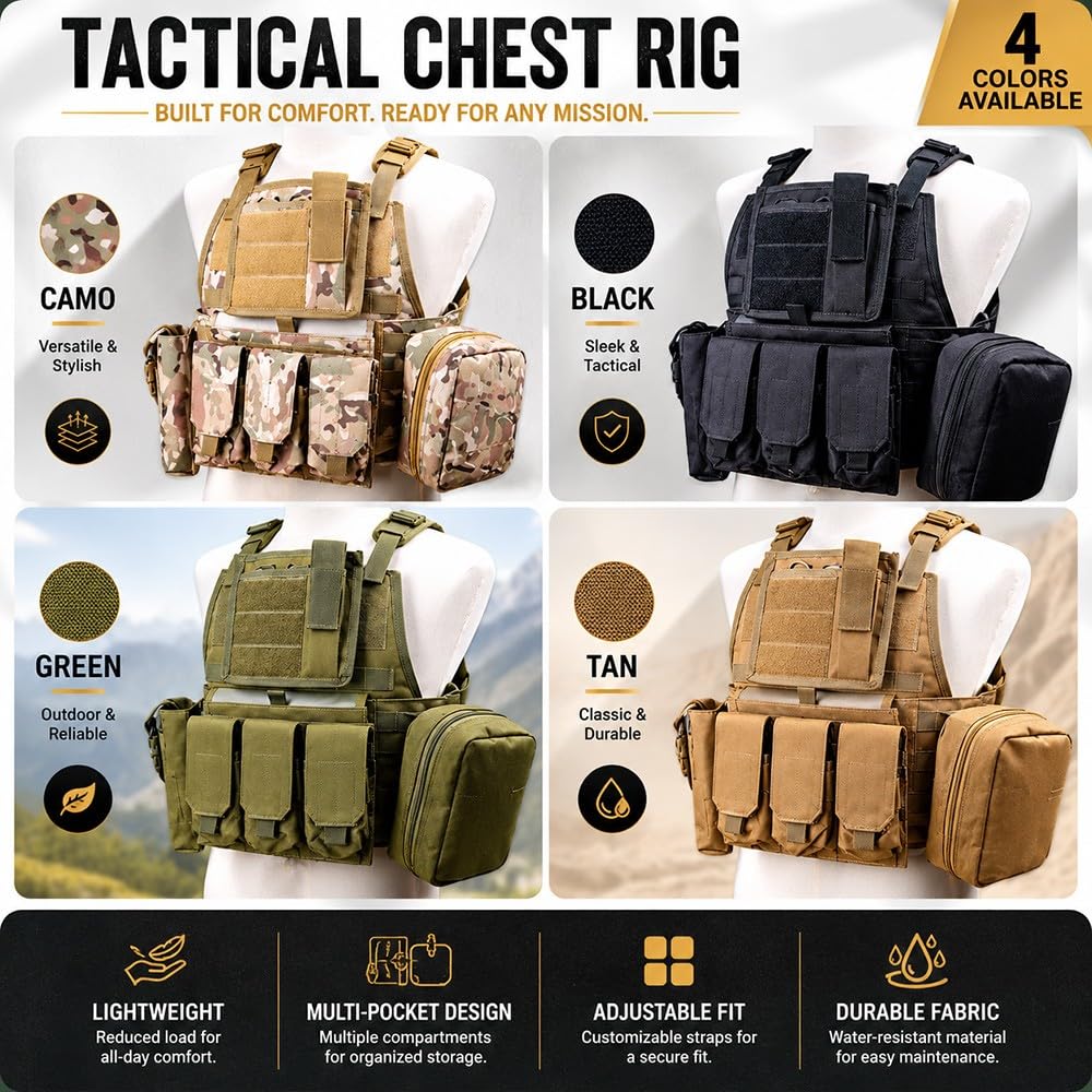 Gilet Molle Outdoor Regolabile con Tasche Multifunzione, Tessuto Resistente 600D, Gilet Leggero per Escursionismo, Campeggio E attività All'Aperto