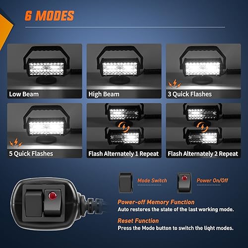 Miniatura 4 de Nilight - Barra de luz LED de 6.5 pulgadas, triple fila, combo de haz puntual y de inundación, pod para encendedor de cigarrillos con base magnética