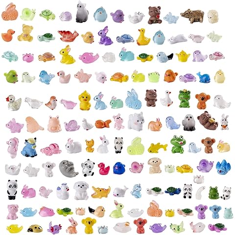 140 Pack Mini Animals Tiny Duck，Cow，Bee Figurines Bulk for Miniature Dollhouse Deco...