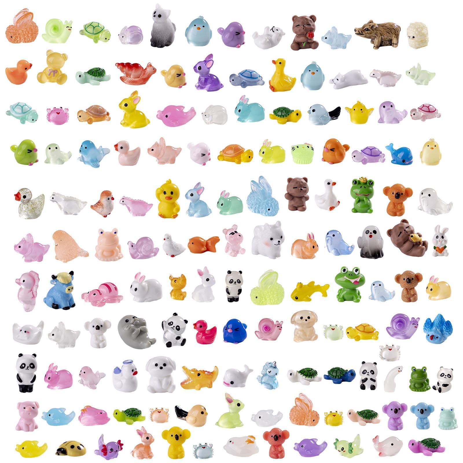 140 Pack Mini Animals Tiny Duck,Cow,Bee Figurines Bulk for Miniature Dollhouse Decor Accessories Garden Aquarium Potted Ornament Party DIY Charms Office Classroom Activity to Hide