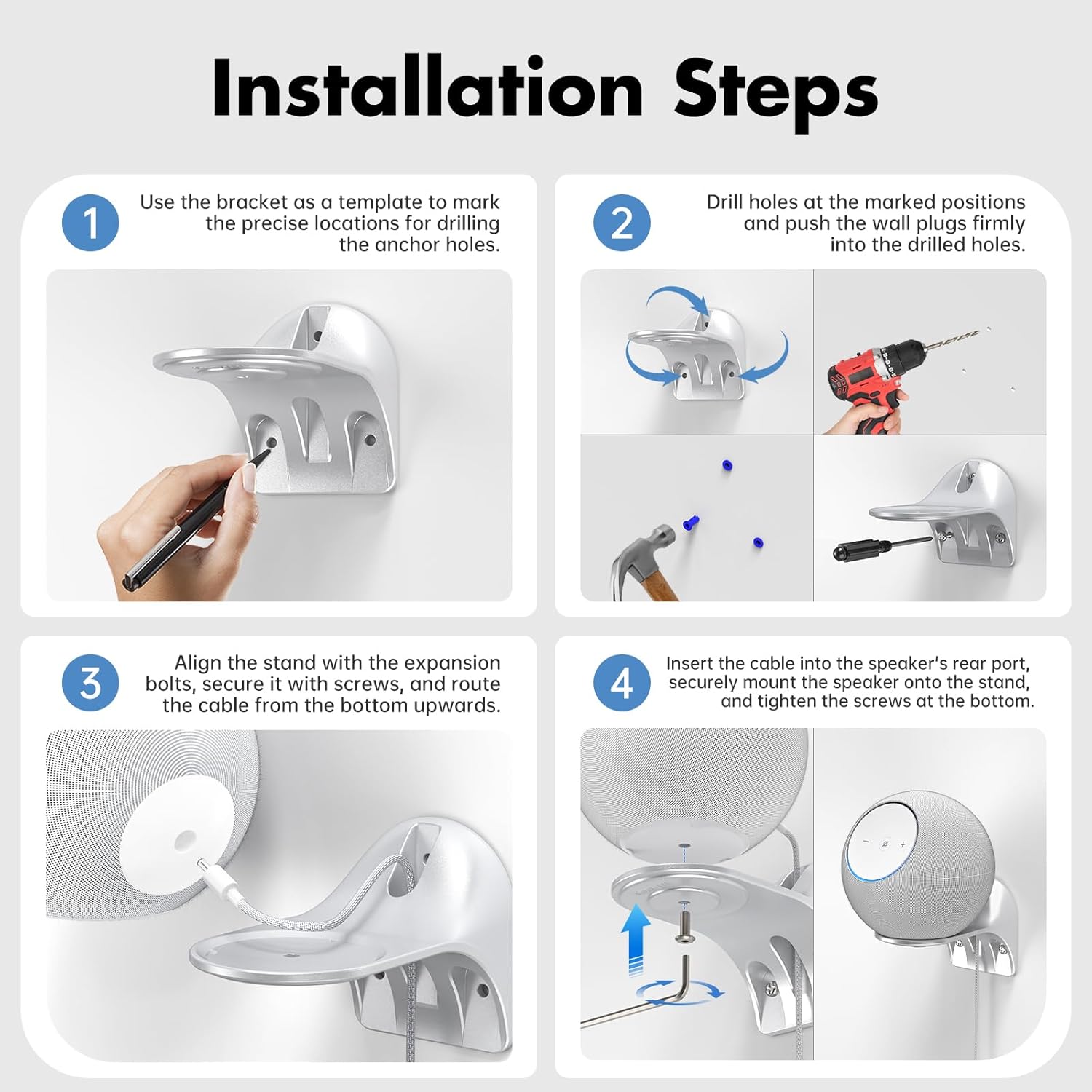 XLTTYWL Studio Wall Mount, Aluminum Alloy Studio Mount Accessories with Cable Management, Premium Space-Saving Stand Hanger Wall Mount for Latest Studio 2025 (Silver)