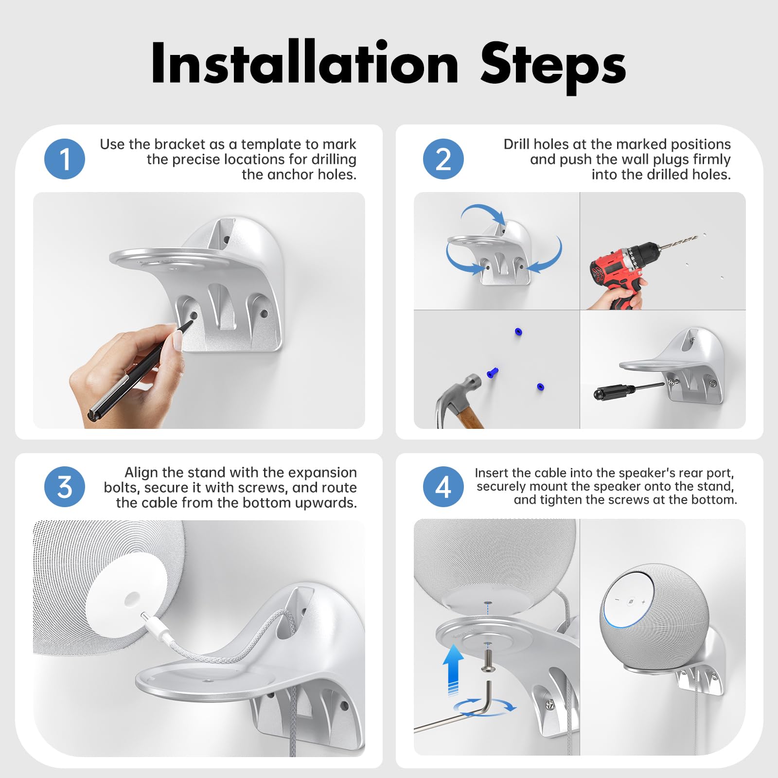 XLTTYWL Soporte de pared de estudio, accesorios de montaje de estudio de aleación de aluminio con gestión de cables, soporte de pared premium que ahorra espacio para el último estudio 2025