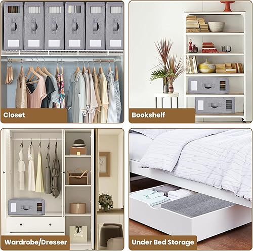 Miniatura 4 de Organizadores y almacenamiento plegables de lino para armario, tamaño King, Queen e individual, almacenamiento de mantas y clósets, contenedor de