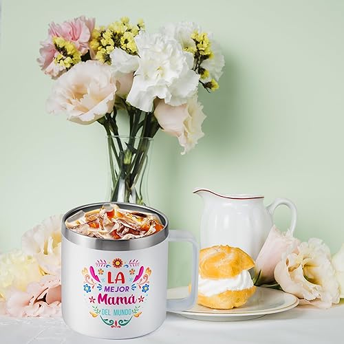 Miniatura 4 de R HORSE La Mejor Mama Del Mundo - Taza de café con aislamiento de doble pared con aislamiento de 14 onzas, taza de café resistente a derrames con