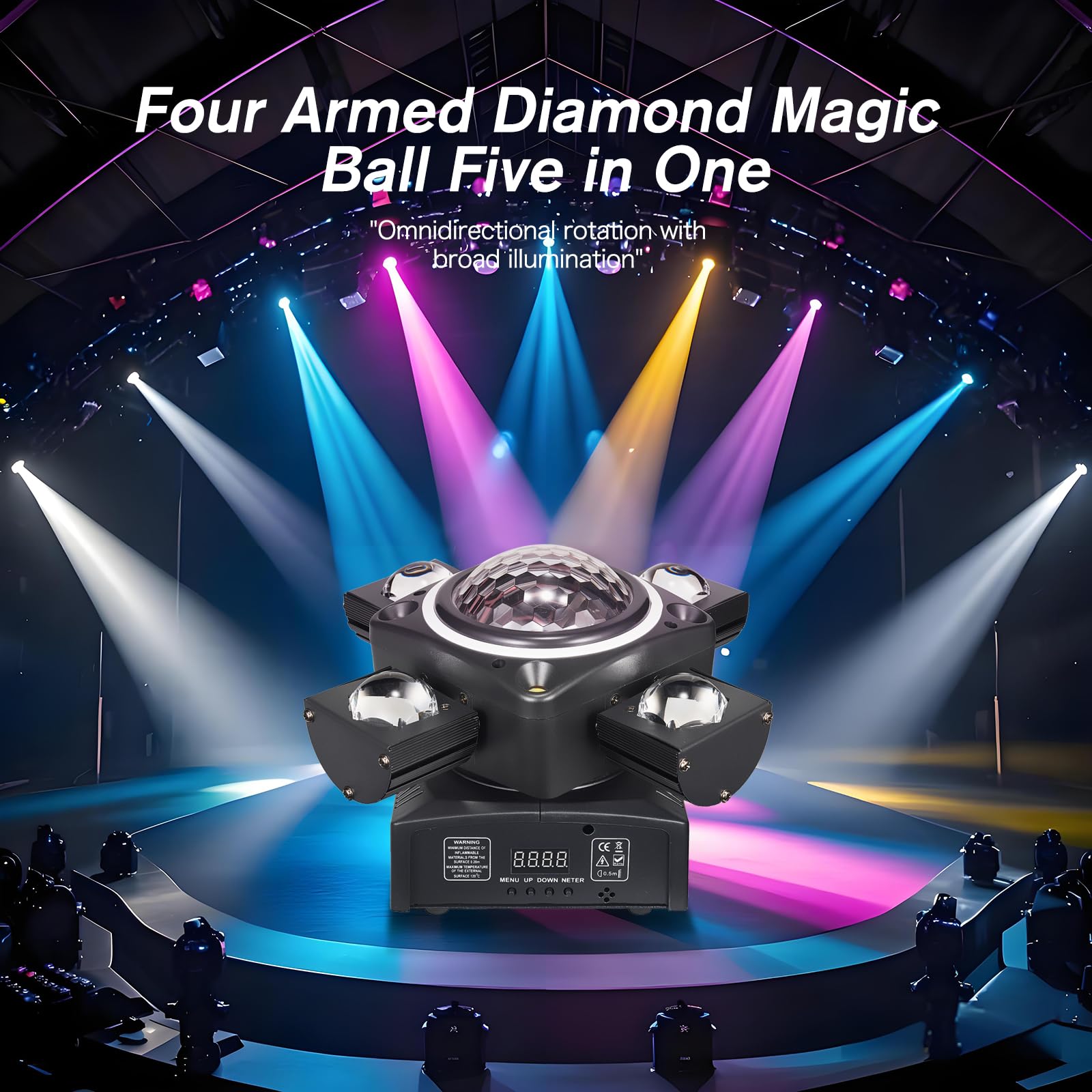 DJ Discolicht Partylicht, Moving Head XJG-102,LED RGB Licht DJ Projektor Musikgesteuert DJ Disco Lichter, DMX Effektstrahler,Für KTV Familientreffen Hochzeit Geburtstag Halloween