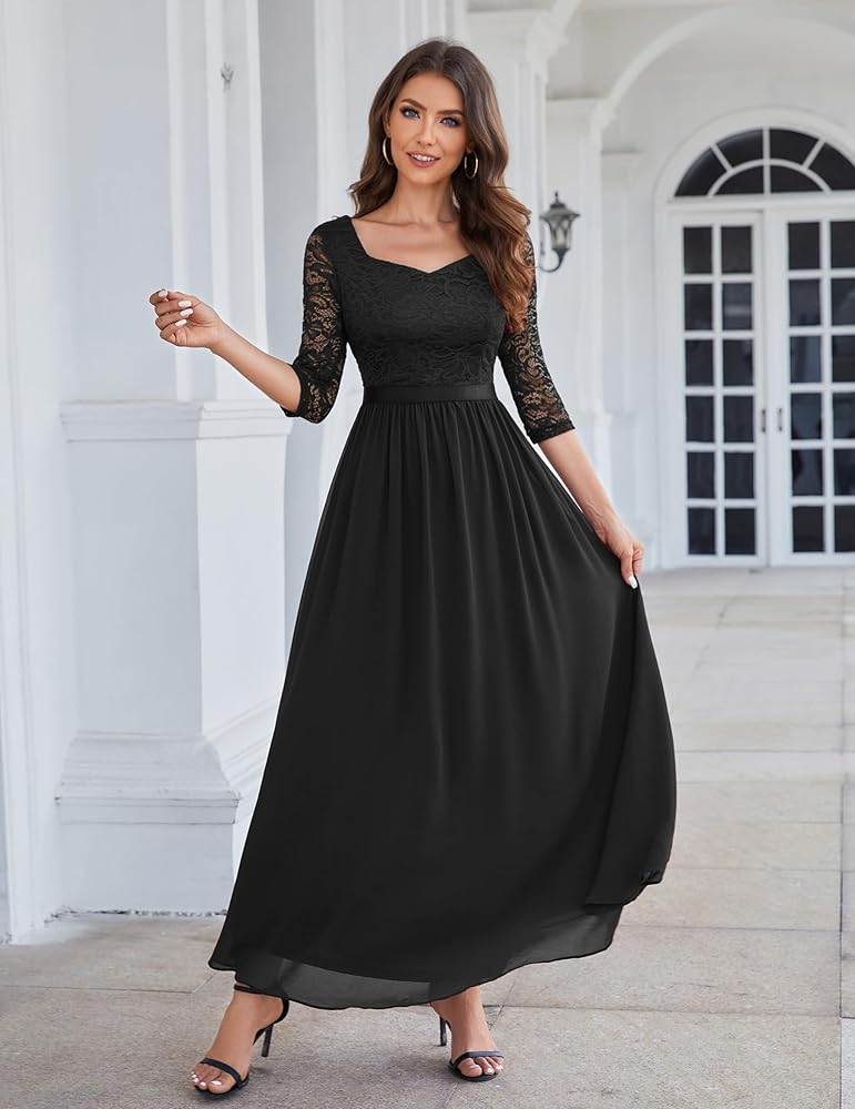 Amazon.com: Wedtrend Women's A Line Formal Evening Gown Long Sleeves Mother  of Bridal Dress Swing Bridal Shower Dress for Wedding WT0312BlackXS :  Clothing, Shoes & Jewelry