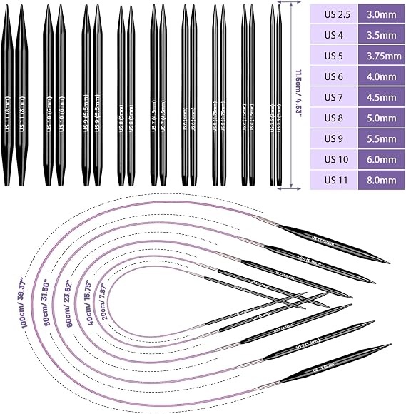 Katech Interchangeable Knitting Needles Set- 9 PRS Circular Knitting Needle