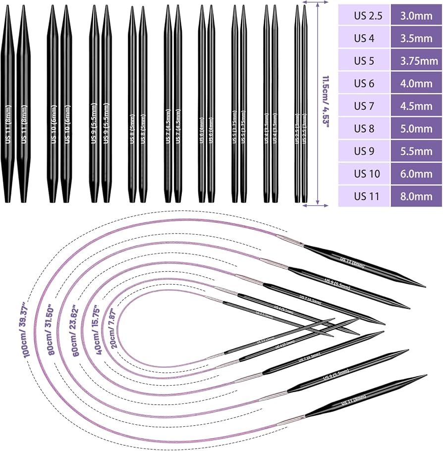 Amazon.com: Katech Interchangeable Knitting Needles Set- 9 Pairs