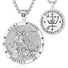EUDORA 925 Sterling Silver St Christopher/St Benedict/St Michael/Virgin Mary/San Judas Tadeo/Good Shepherd Cross/Archangel Necklace Medal Pendant Protection Religious Amulet Jewelry For Men Women