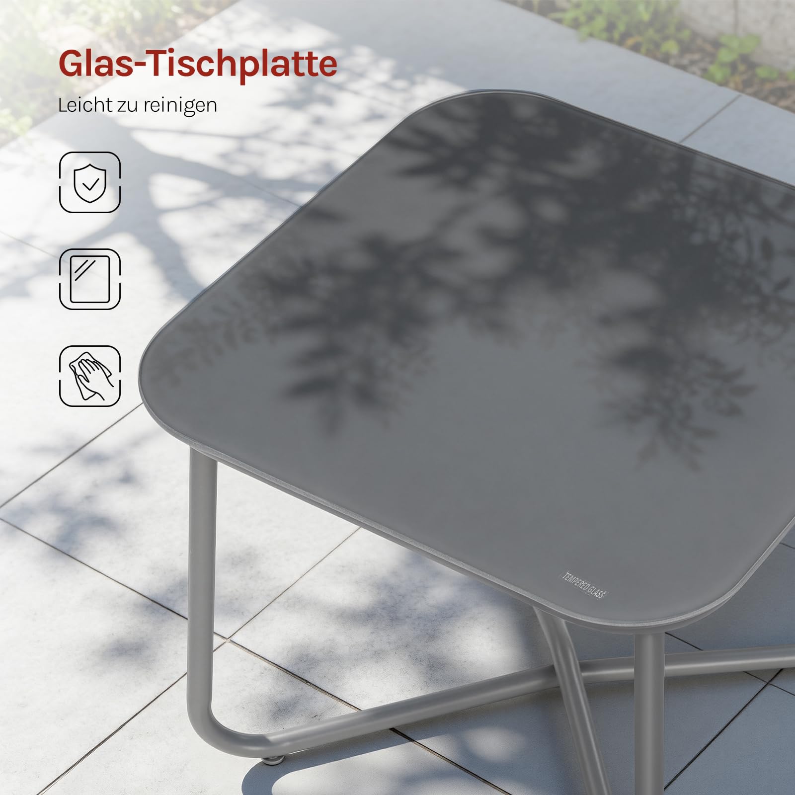 WOLTU Gartenmöbel Set 3-teilig 2 Sessel 1 Couchtisch und Kissen Balkonmöbel Metallrahmen 160kg Belastbarkeit Garten Balkon Möbel Klein Gartentisch mit 2 Stühlen, Grau