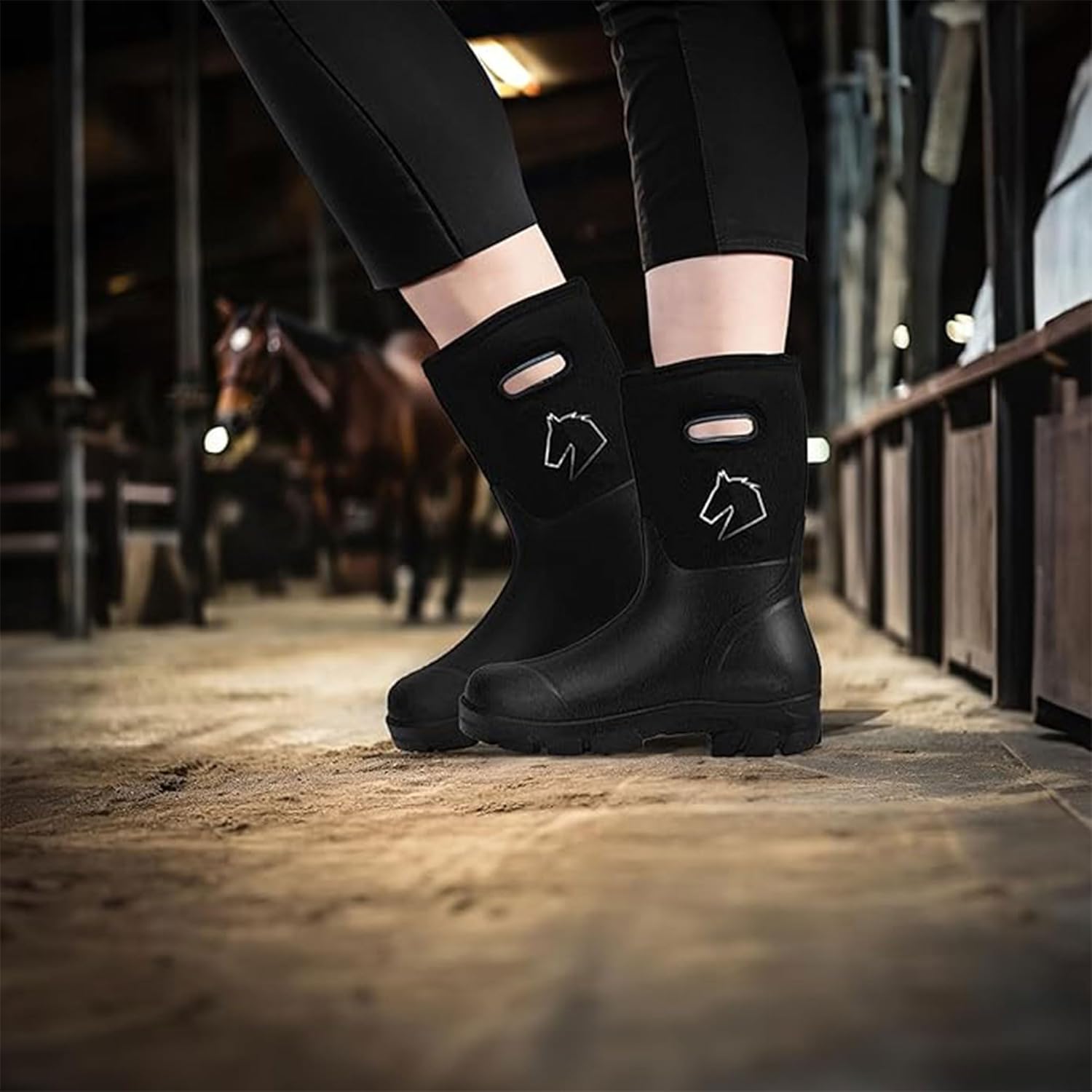 Master Rancher Work or Farm Boots Unisex Men's 11 Women's 13 Impervious to Water Heavy Duty Molded Rubber Sole for Rugged Terrain, Black - Image 2