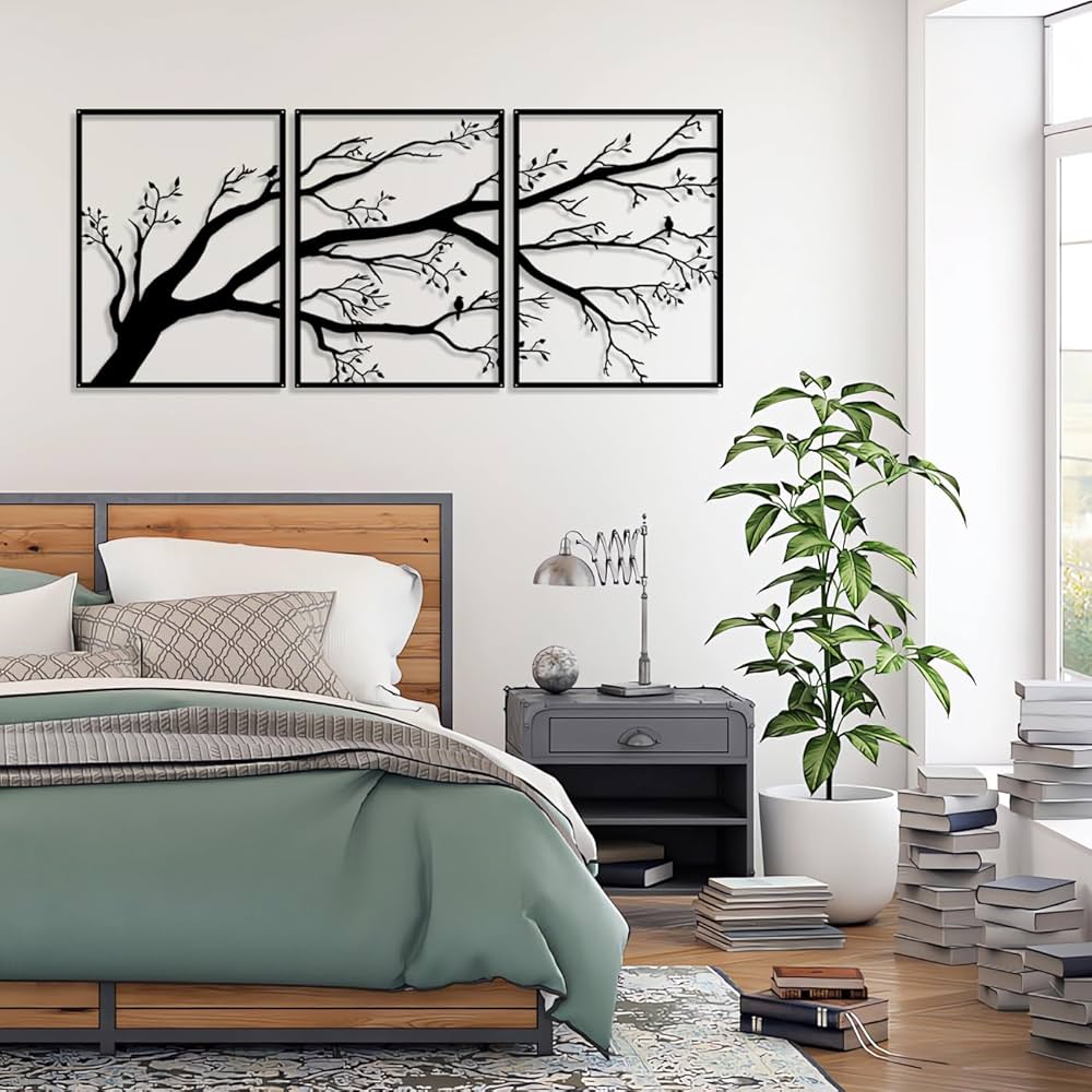 Decorazioni Murali Albero Della Vita - Set Di 3 In Metallo Per Interni Ed Esterni - Foto 9