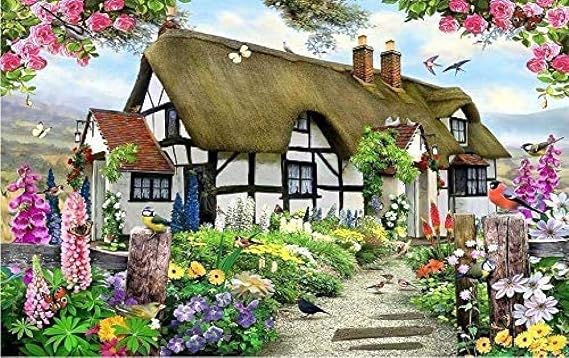 Custom Wallpapers Gorgeous Pastoral English Country Cottage Rose Garden Children S Room Tv Backdrop Mural 3D Wallpaper Grey Wall Sticker border-250cm×170cm