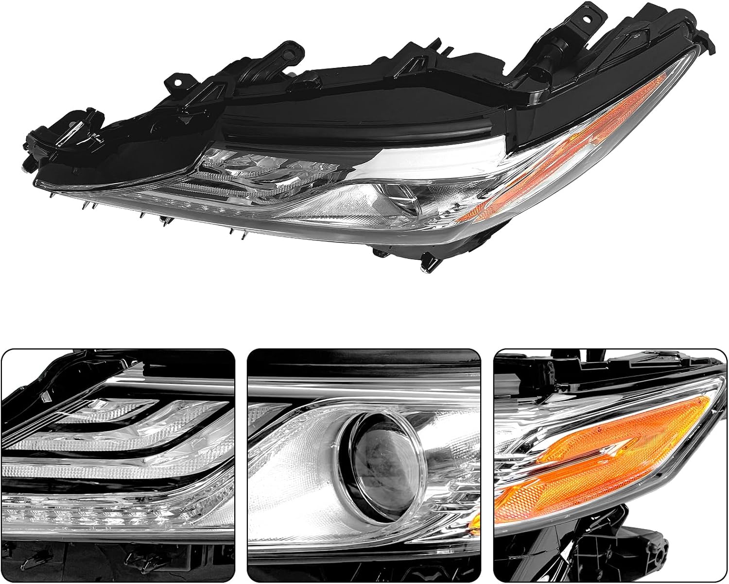 ILAMP Headlight Fit For 2018 2019 2020 Toyota Camry XLE/XSE Projector LED Headlamp w/LED DRL (Left Driver) LH 81150-06D70 CM17A02-2L HIGH