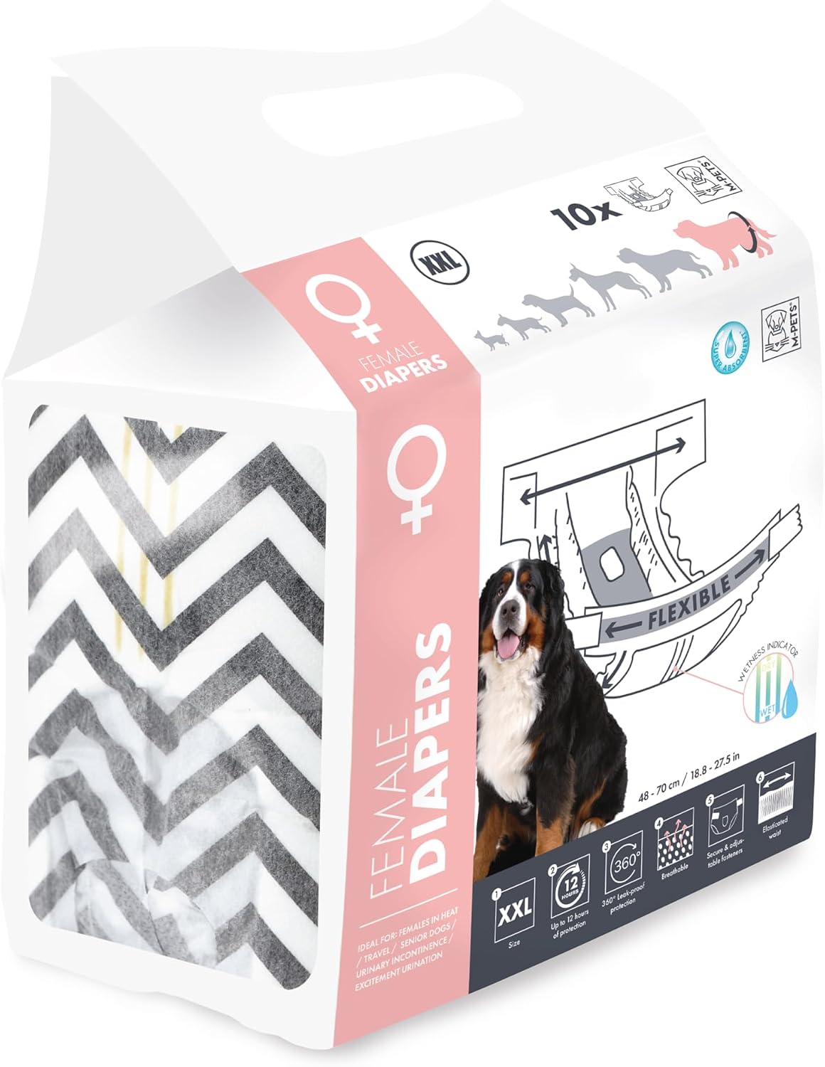 M-PETS DIAPERS DİŞİ KÖPEKLER İÇİN KÜLOT (XXL) 10LU