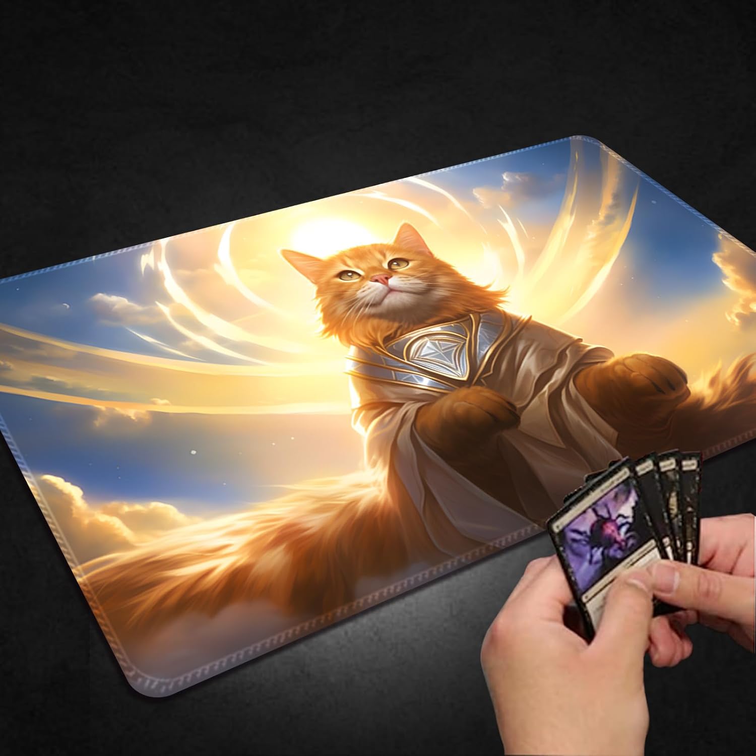Playmat for MTG with Free Storage Bags, Game Mat 24 x 14 inches TCG and Board Game Mats for Cards (Cat 2-Regular)