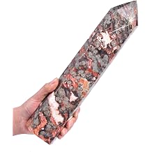AMOYSTONE Raw Agate Crystal Obelisk 3.5-4LB - Natural Geode Hexagonal Tower for Energy Healing, Meditation, Geological Display