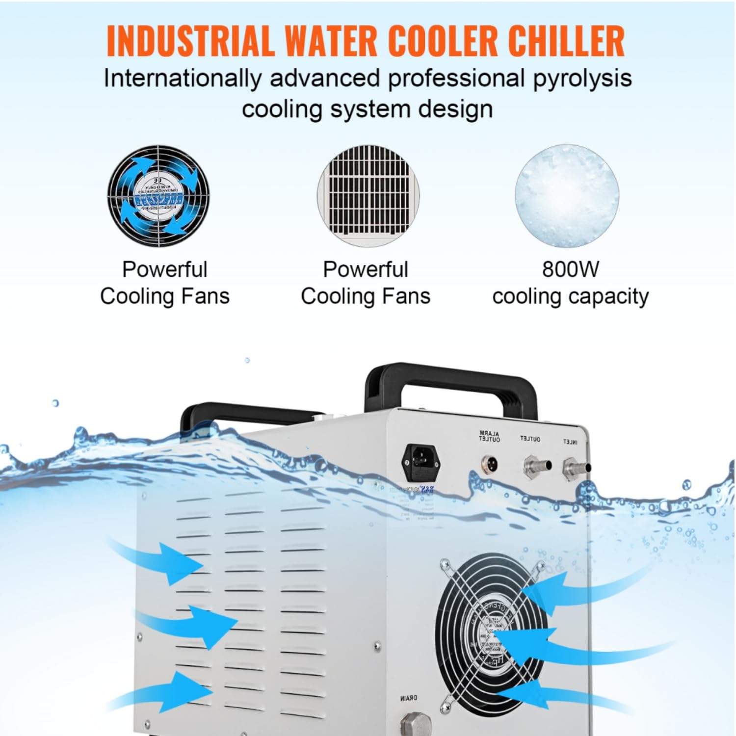 Enfriador de Agua Industrial CW 3000 Industrial Water Chiller Water Cooling Machine Enfriador de Agua Refrigerado para 80W 100W 130W CNC CO2 Máquinas de Grabado Corte Láser