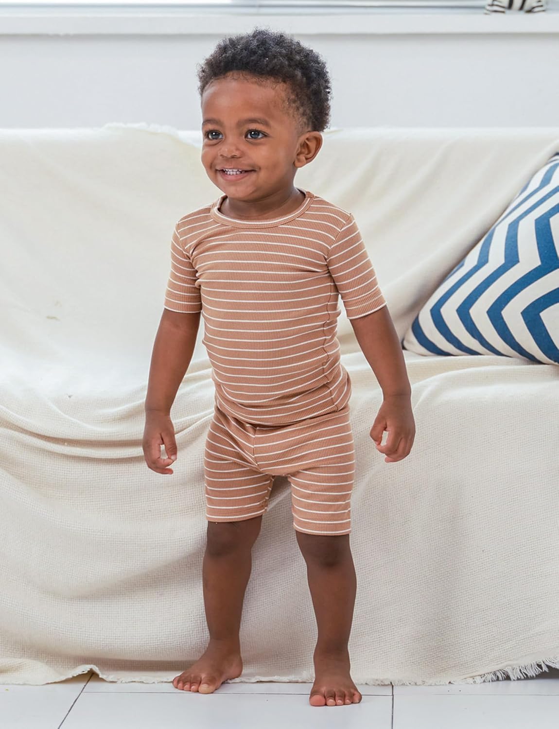 AVAUMA Stripe Pattern Baby Boys Girls Pajama Set Kids Toddler Snug fit Ribbed Sleepwear pjs for Daily Life Style - Image 2