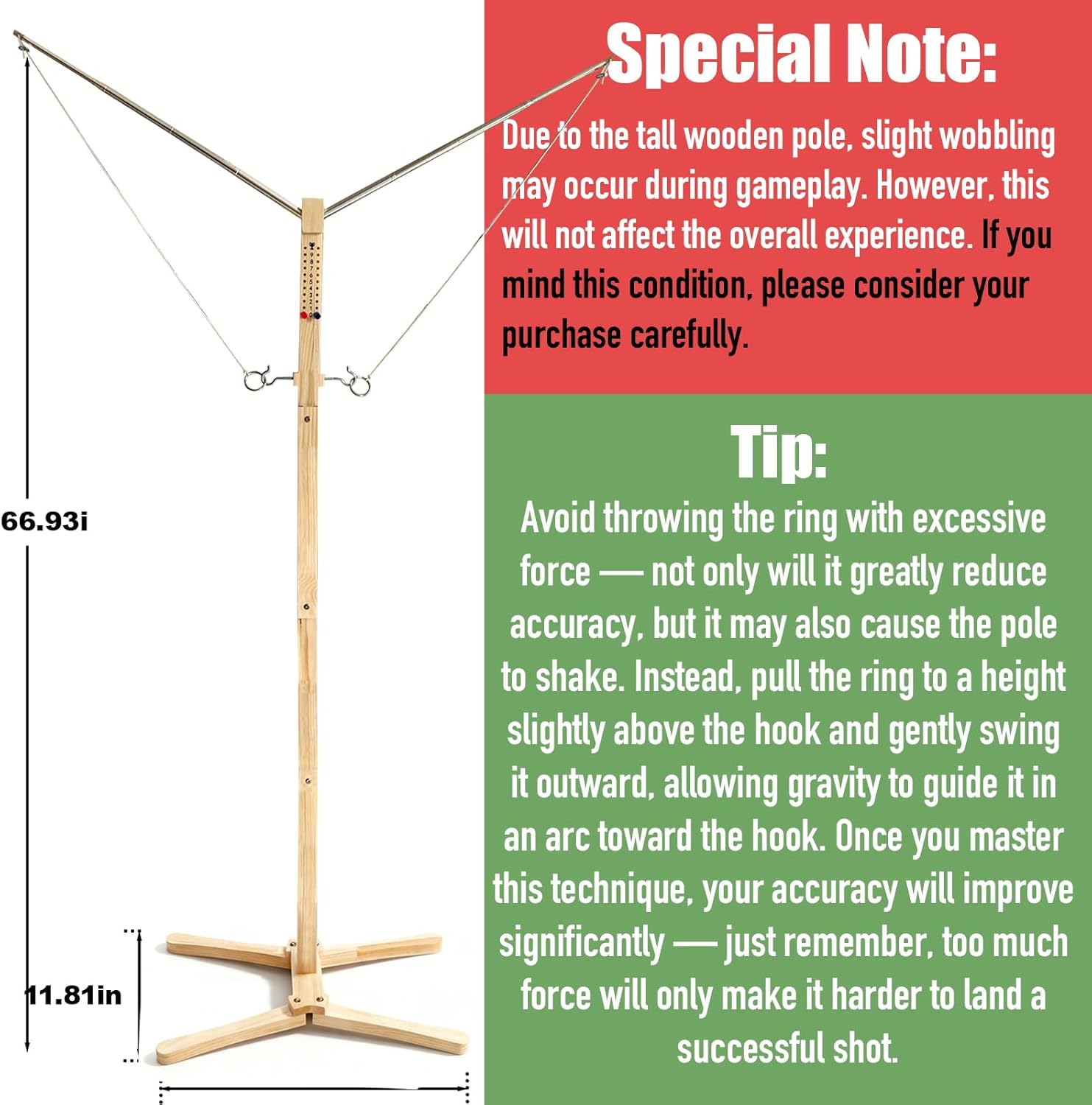 Standing Hook and Ring Game, Oversize Movable Indoor Outdoor Hook and Rong Toss Game with String Party Yard Swing Game Night Man Cave for Adults Family