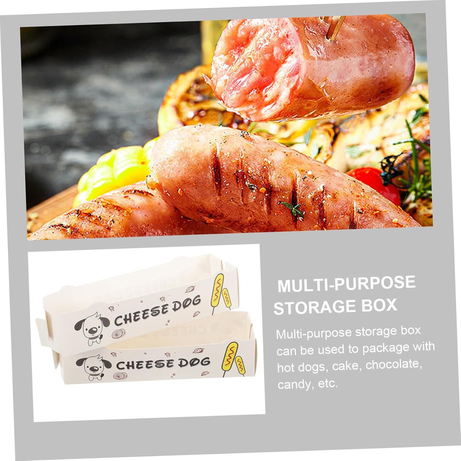 Alipis 100pcs Paper Hot Dog Boxes Grease Resistant Food Containers for Sausages Snacks and Desserts Stylish Take-out Packaging for Festivals Parties and Events