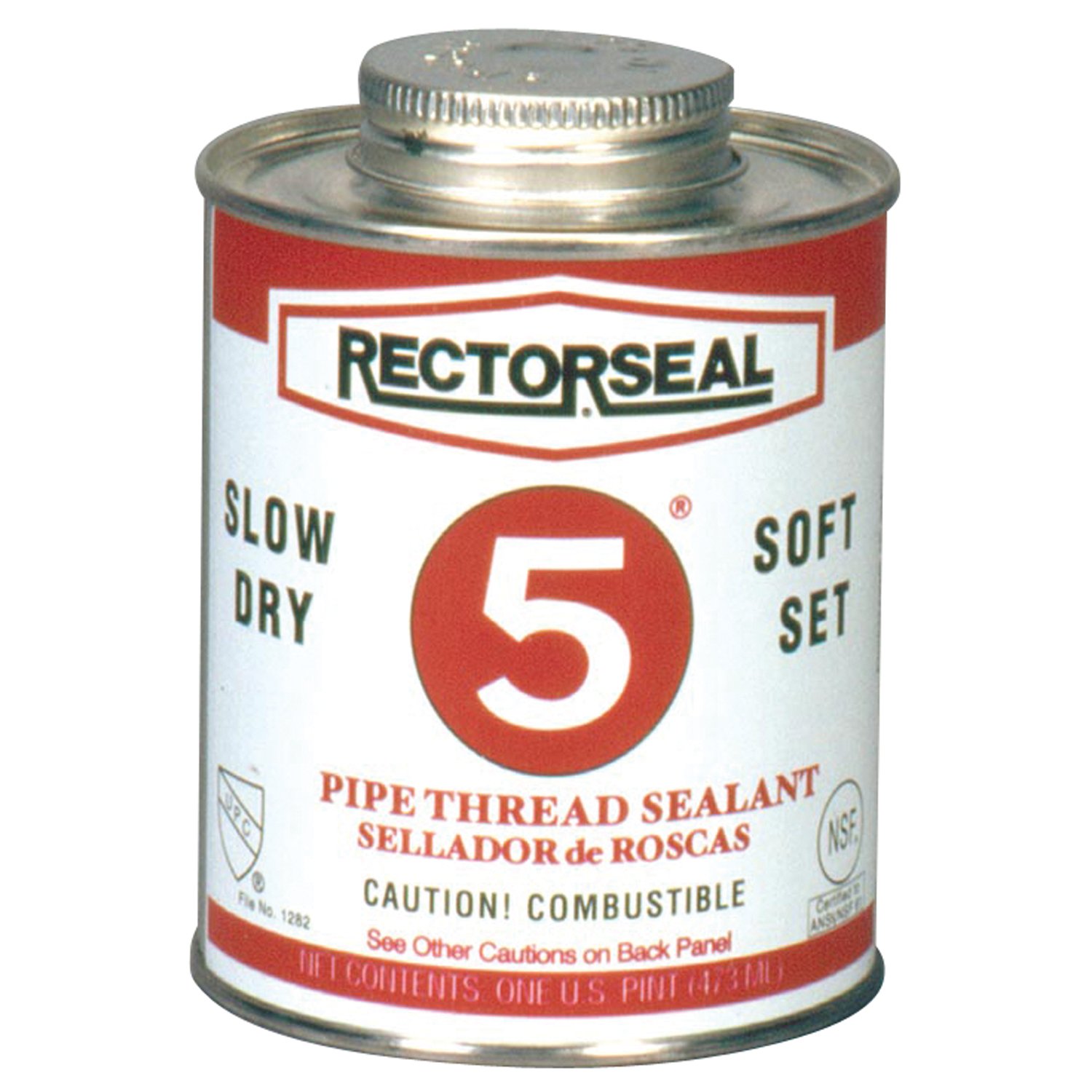 Rectorseal 25300 No. 5 Pipe Thread Sealant, 1 Quart Brush Top Can, Yellow