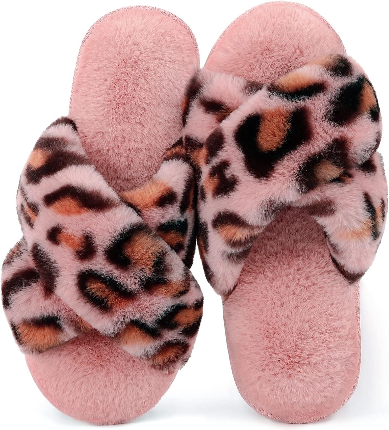 fuzzy leopard print slippers