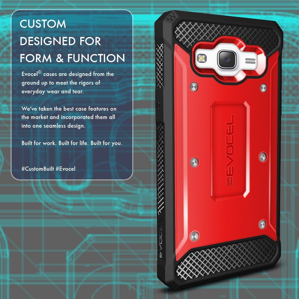 Galaxy J7 (2015) Case, Evocel [Explorer Series] Premium Full Body Case with Rugged Belt Clip Holster for Samsung Galaxy J7 (J700), Red (EVO-SAMJ7-ZZ03)
