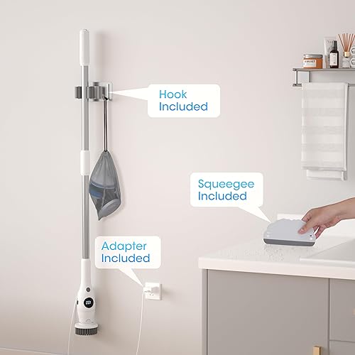 Miniatura 6 de RealPlus - Cepillo eléctrico de limpieza giratorio, 460 RPM inalámbrico para limpieza de bañococinasuelobañeraventanaautomóvil, con 7 cabezales de