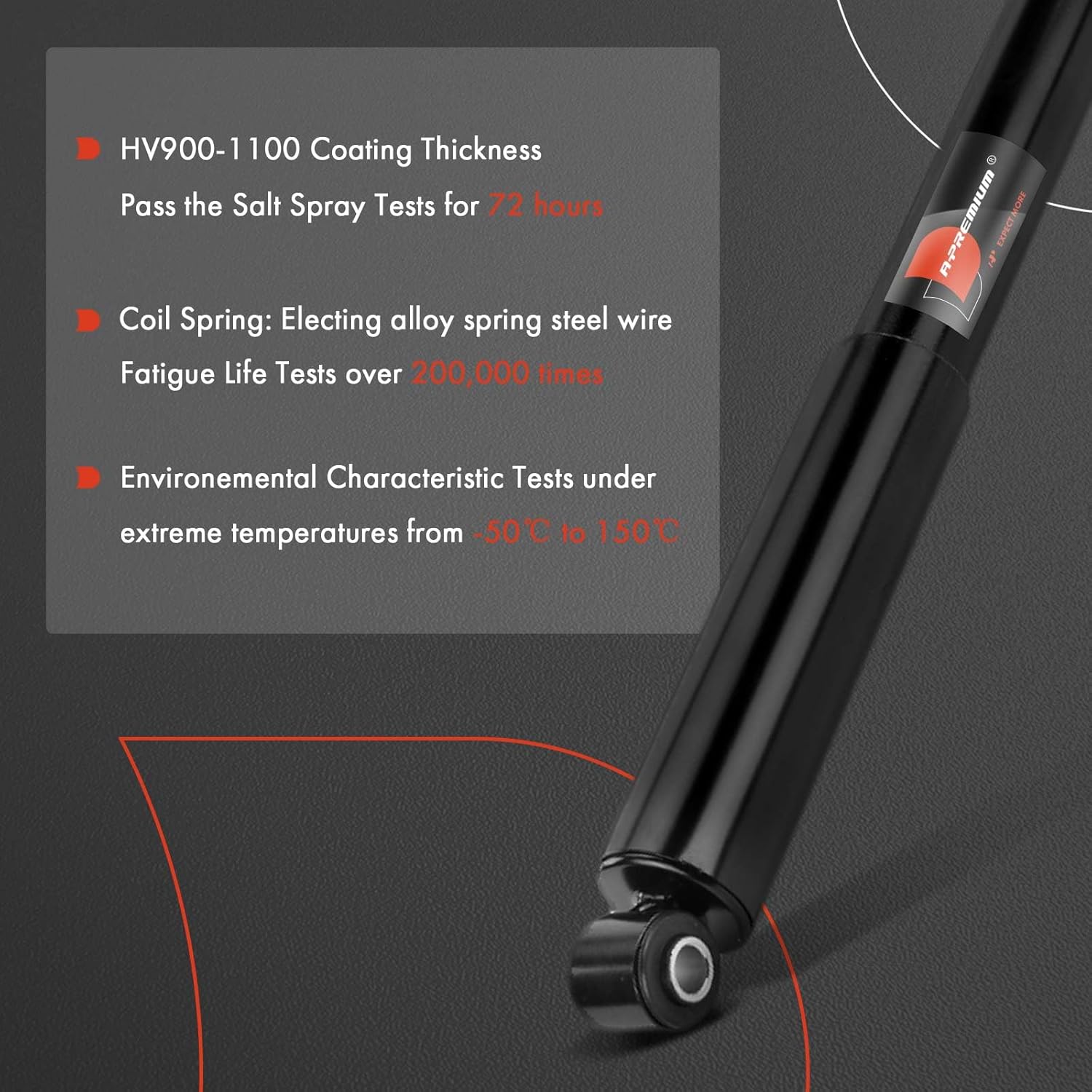 A-Premium Rear Pair (2) Shock Absorber Compatible with Mercedes-Benz Sprinter 3500 2010-2017 & Dodge Sprinter 3500 2007-2008, Driver and Passenger Side