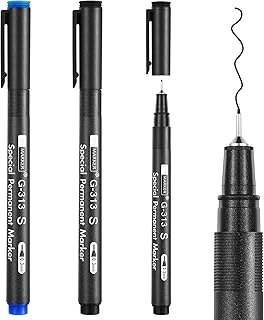 3 Pcs Photo Pen, 0.3mm Photo Marker for Slick Surface Writing, Waterproof, Lightfast, No Penetration, Permanent Marker Suitable for Christmas Cards, Film, Optical Lens (2 Black &1 Blue)