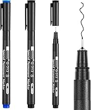 3 Pcs Photo Pen, 0.3mm Photo Marker for Slick Surface Writing, Waterproof, Lightfast, No Penetration, Permanent Marker Suitable for Christmas Cards, Film, Optical Lens (2 Black &1 Blue)