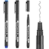 Dunzoom 3 Pcs Photo Pen, 0.3mm Photo Marker for Slick Surface Writing, Waterproof, Lightfast, No Penetration, Permanent Marker Suitable for Christmas Cards, Film, Optical Lens (2 Black &1 Blue)