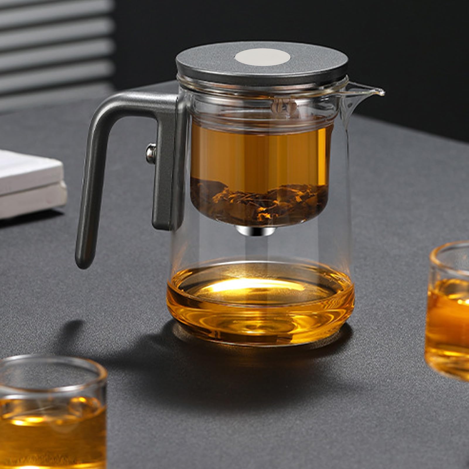 TOPINCN Glas-Teekanne, 800 Ml, Magnetische Wassertrennung, Teebereiter mit Drucksteuerung und Abnehmbarem Filter, Transparente, Hitzegeschützte Glas-Teekanne für den Einsatz Im