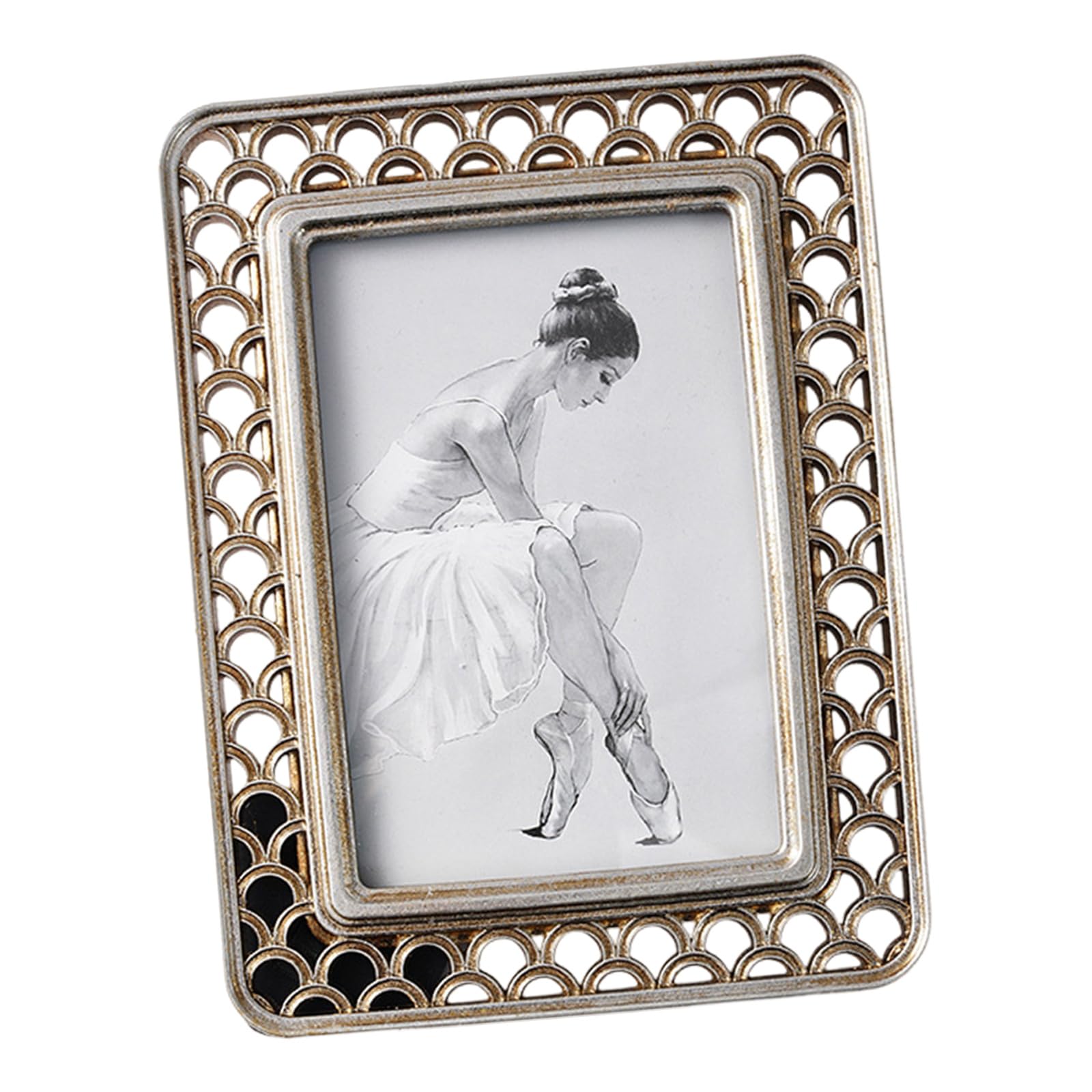 yanzunlrn European Resin Photo Frame Unique Desktop Art Piece with Detailed Fish Scale Pattern Sculpture for Interior Decors Ornate Decorative Frame