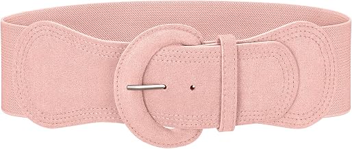 JASGOOD Women Wide Stretchy Waist Belt for Dress Vintage Suede Elastic Belt with Chunky Buckle