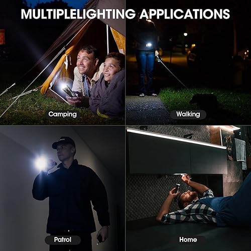 Miniatura 8 de Paquete de 3 linternas recargables de alto lúmenes, luz LED súper brillante de 99,000 lm para el hogar con 5 modos, potente linterna de mano
