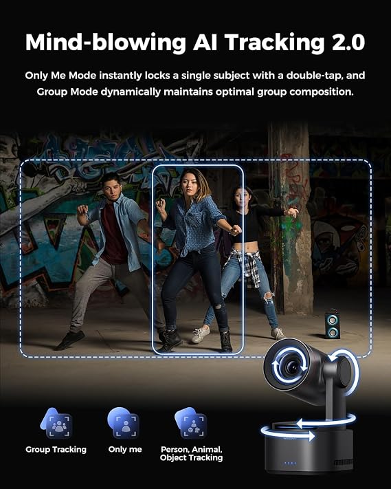 OBSBOT Tail 2 with NDI Activated, AI-Powered PTZR 4K Camera 4K@60FPS 50MP 1/1.5 CMOS AI Tracking 2.0 5X Optical Zoom 12X Hybrid Zoom SDI/HDMI/IP/USB 3.0 Output for Live Streaming